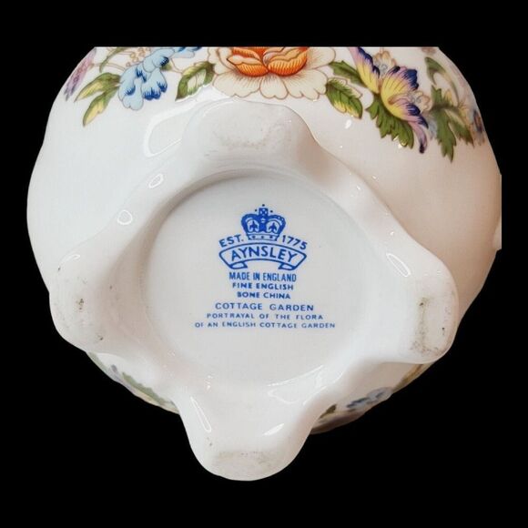Aynsley Bone China England Cottage Garden Vine Handle 5" Creamer 1985-2001 - Picture 10 of 12